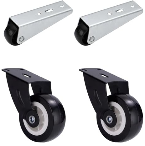 Aiyraa 4 Pcs Gate Caster Wheels - Steel Rubber Wheels for Wooden Gates, Furniture, Heavy Duty Sliding Door Castors, Small Directional L-Shaped Caster Wheel with Brakes, Support Wheel