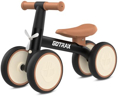 Gotrax Baby Balance Bike, 7 Silent Wheels, First Gift for Toddlers 1-2 | Sturdy Steel Frame, Quick 2-Min Assembly, CPC Certified, Soft Edges, PU Seat, Lightweight, Max 66 lbs, Ride-on Toy, Black