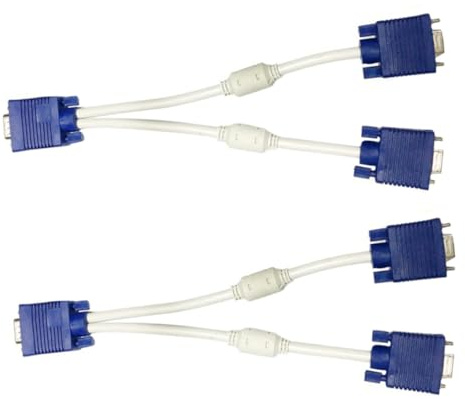 Toddmomy Cable Adaptador Divisor Vga Macho a Doble Salida Hembra, para Monitor Dual, Diseño Compacto y Flexible, Uso Pc y Pantallas, 2 Unidades Color Negro 0,3 Metros