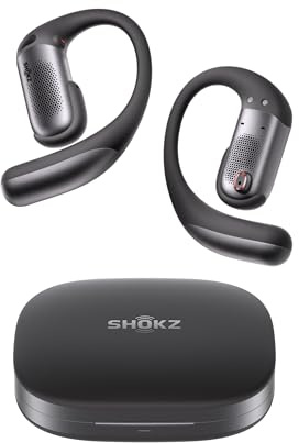 SHOKZ OpenFit Pro Écouteurs sans Fil à Oreilles Libres, réduction de Bruit, Dolby Atmos, Basses puissantes, 50 h d’autonomie, appels IA clairs, Sport et Travail, Bluetooth 6.1, IP55, Noir