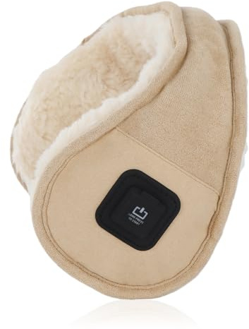 GNEGNI LIFE Heated Earmuffs, Electric Ear Warmer for Winter, Cordless, 3Temp Heat Levels, Walking, Cycling, Commuting, Gifts for Friend, Family (Chestnut)