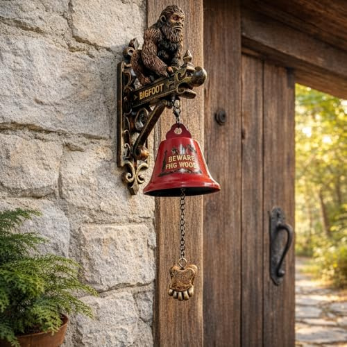 Vintage Bigfoot Doorbell, Durable Cast Iron Farm Bell with Metal Welcome Sign - Weatherproof Outdoor Entryway Decor for Porch & Gate, for Valentine's Day, Father's Day & Home Decoration
