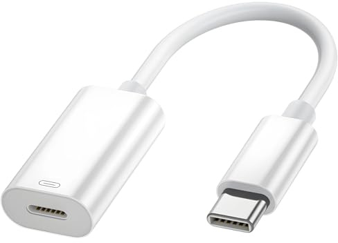 1 PCS USB C To Light-ning Cable Adapter, Male Type-C To Female Lightn-ing Headphone Adapter for Earbuds Charging Data Transfer, Converter for Phone 16/15 i.Pad Type-C Port A.ndroid Phone(White)
