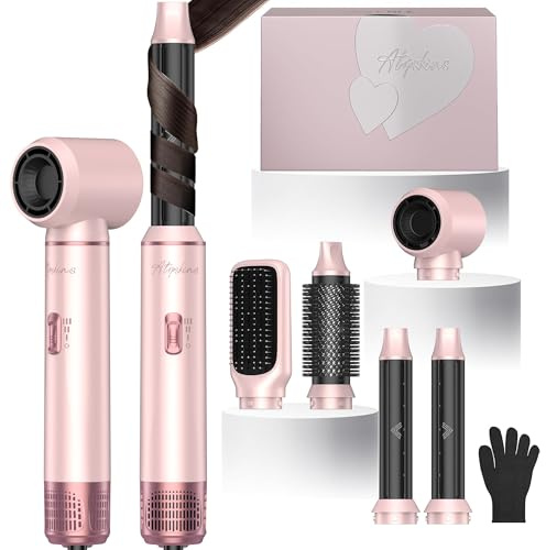 Atopskins 5 en 1 Air Styler Brosse Soufflante 1000W Seche Cheveux Ionique | Air Boucleur a Cheveux, Hair Styler Brosse Soufflante Brushing, Brosse Lissante, Pour Cheveux Bouclés, Sécher les Cheveux