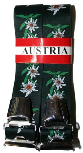 EDERER Hosenträger Herren – Edelweiß Muster – 3,5 cm breit, verstellbar 65–125 cm - X-Form – robuste Clips & hoher Komfort – ideal für Outdoor, Naturliebhaber & als stilvolles Geschenk P-011