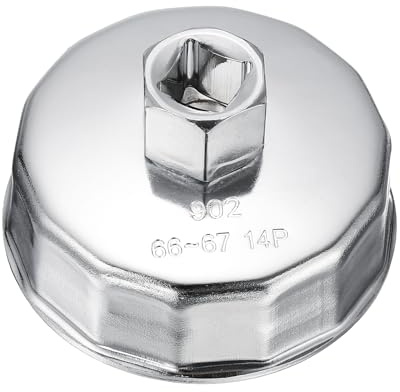 QUARKZMAN Chiave Per Filtro Olio 14 Scanalature 65 Mm Diametro Interno 1/2 CR-V Acciaio Attacco Quadrato Tipo Coppa Chiave Metrica Per Rimozione Filtro Olio Per Attacchi Condotto