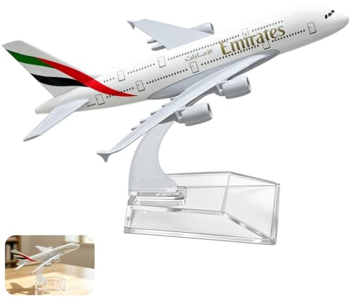Starkvista 16 cm Double-Deck Airplane Model – Alloy Diecast Aircraft Collectible for Display, Desk Decor and Gift (Red & Gold Livery)