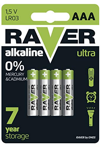 Emos batteria Raver Alkaline LR03 AAA Micro Blister da 4, 4 pezzi, b7911