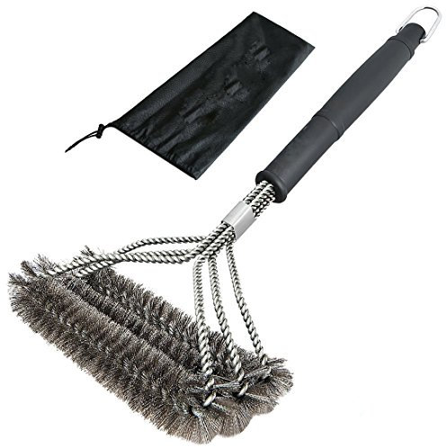 Barbacoa Grill Cepillo con Mango Largo de Acero Inoxidable Barbacoa Cepillo Limpiador para Mango Weber carbón