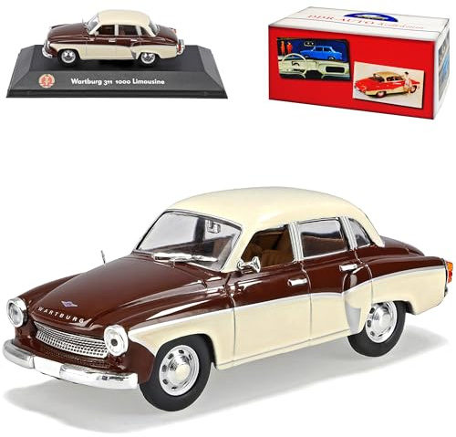 Atlas Wartburg 311 1000 Limousine Braun Weiss 1955-1965 DDR 1/43 Modell Auto