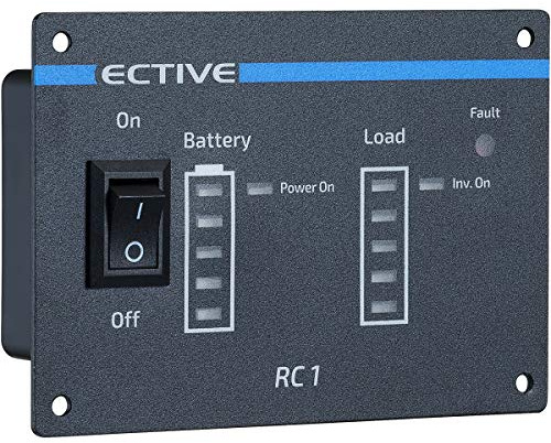 ECTIVE RC1 Wechselrichter Fernbedienung mit Ladestandsanzeige, 3m Kabel | RJ12- Batteriebetrieb, Fehler, Leistungs/Standby, Momentanverbrauch- Anzeige, Ein-/Aus-Schalter, Kompatible Geräte