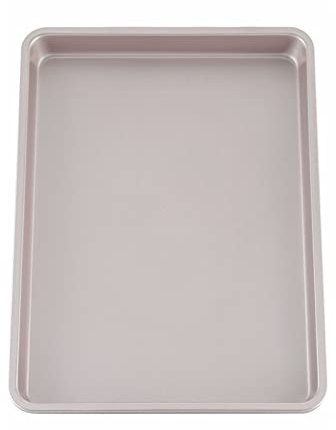 CHEFMADE 33 cm rimmad bakning, non-stick kolstål kakplåt för ugn rostning kött bröd gelé rulle Battenberg pizzor bakverk 33 cm x 23 cm (champagneguld)