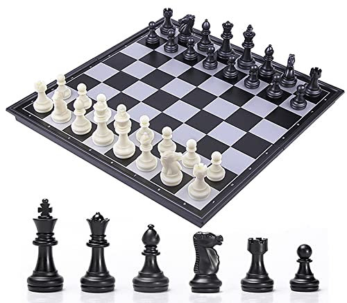 KOKOSUN Schachspiel Schwarz und weiß Schachfiguren, Magnetisch Faltbares Schachbrett Bequeme Aufbewahrung, Lernspielzeug/Geschenk für Kinder und Erwachsene (36×36cm)