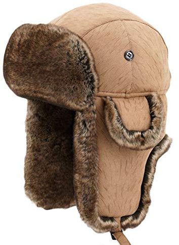 Insun Unisex Fliegermütze Wildleder Winddicht Trappermütze Warme Kunstfell Russische Mütze