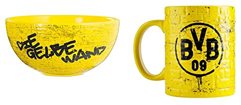 Borussia Dortmund BVB-Müslischale Gelbe Wand & BVB-Tasse Gelbe Wand, Gelb, 0