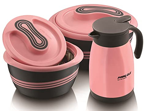 Pinnacle Isolierte Warmhalte- und Kühlbehälter 3-teilig – 2,6L/1,5L Thermoschüssel + 750ml Auslaufsicherer Thermo-Krug – Edelstahl Speisebehälter für Warm- & Kalthaltung – Suppe, Salat & mehr
