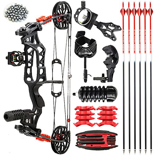 AMEYXGS Bogenschießen M109E Compoundbogen Set 30-60lbs Doppelzweck Stahlkugel Bogenfischen Sportbogen Jagdbogen mit Jagdzubehör Rechte und Linke Hand