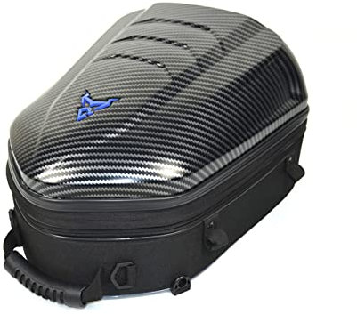 WHYUNM26 Motorrad Hecktasche wasserdichte Reflektierende Rücksitztasche Kohlefaser Regendichte Gepäcktasche mit Erweiterbarem Stauraum 47L,Blue