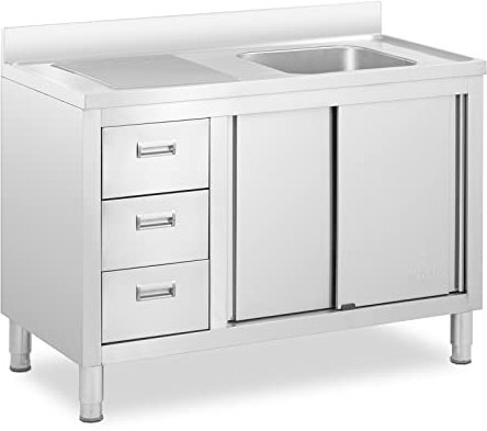 Royal Catering RC-IKS08 Spülenschrank 1 Becken Edelstahl 400 x 400 x 300 mm Spülenunterschrank Spülschrank