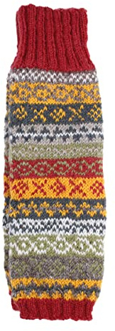 Legwarmer für Damen, 100 % Wolle, handgestrickt, Fair-Isle-Muster, rostfarben, mehrfarbig, normale Passform, handgefertigt, extra warm