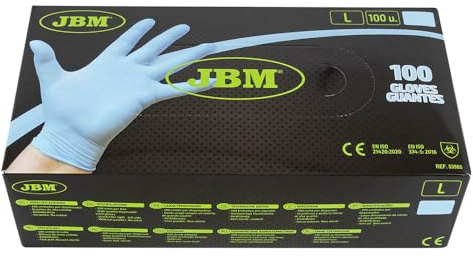 JBM Guantes Azul Desechables DE NITRILO Talla L 3,5 MIL