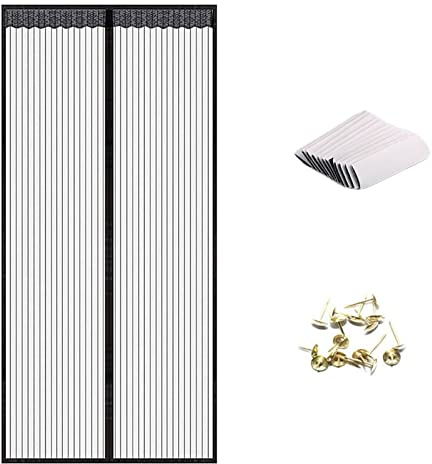 Magnet Fliegengitter Tür Insektenschutz Balkontür Magnetvorhang Fliegenvorhang Magnetisches Moskitonetz,Fliegennetze für Türen für Balkontür,Kellertür und Terrassentür,Ohne Bohren (100x210cm, Schwarz)