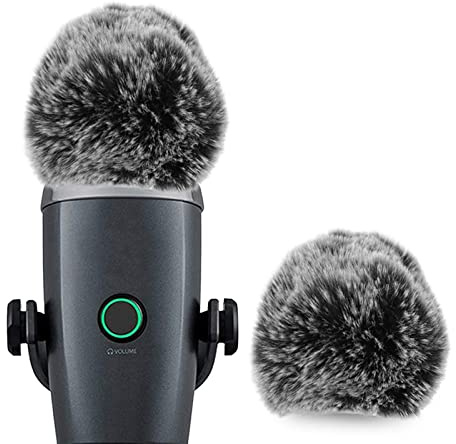 Geekria for Creators Furry Windschutz kompatibel mit Blue Yeti Nano Mic DeadCat Windschutz Muff, Windbuster, Windjammer, Fluff Cover Windschutz (Grau / 2 Stück)