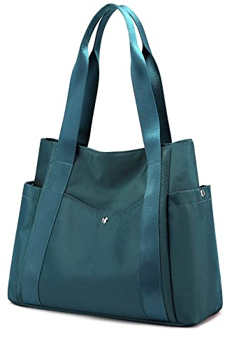 JIANLINST Damen Handtasche Arbeitstasche Groß Leicht Shopper TascheSäurblau | Mit vielen Taschen, Tote Bag, Schultertaschen, für Uni Arbeit Reise Einkaufen