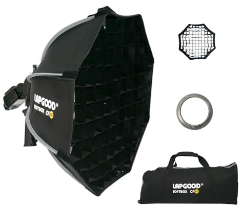 Lapgood Softbox 60cm Bowens Mount,Tragetasche Softbox mit S-Typ Halterung Wabenraster Kompatibel mit Flash V1 V1Pro V850II V850III V860II V860III TT685 TT685II TT600/S AD200pro TT520 430EXIII SB500