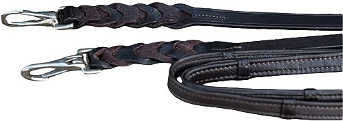 Equipride Zügel aus Leder zum Arbeiten von Hunter mit Schnellverschluss-Karabinerhaken (voll, braun)