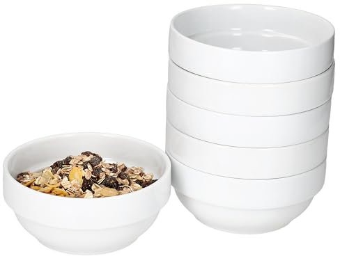 MamboCat Tommy Lot de 6 bols 14,2 cm I 360 ml I Bol en porcelaine empilable blanc pour 6 personnes I Coupelle pour salade, soupe, céréales, chips, etc. I Vaisselle pour petit-déjeuner, déjeuner et