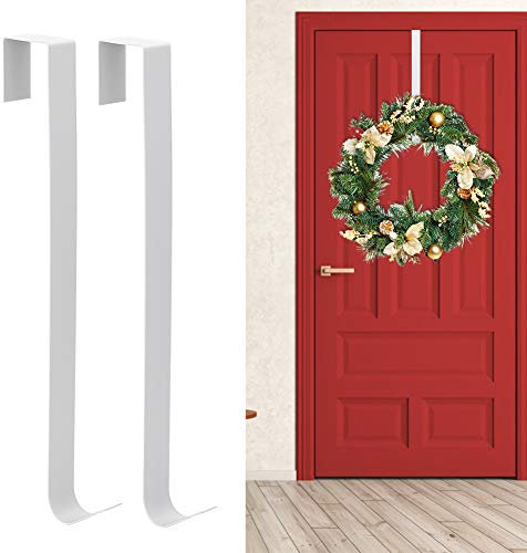 Restokki Kranz-Aufhänger Für Die Haustür, Tür-Kranz-Aufhänger, 2 Stück, Schmiedeeiserner Innovativer Weihnachtsgirlanden-Kranz-Türhaken, Weihnachtsdekorationen(WEISS)