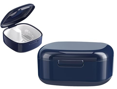 GmeDhc Boîte de Dentier avec Passoire, Portable Boite Appareil Dentaire, Boîtes pour Prothèses Dentaires, Boîte de Retenue Orthodontique, Boîte de Nettoyage de Retenue