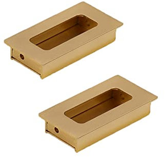 2 Stück bündige Schiebetür-Zuggriffe, quadratische Einbau-Schrankgriffe, Aluminiumlegierung, Schubladenknauf mit Schrauben für Türen, Fenster (H64 mm)