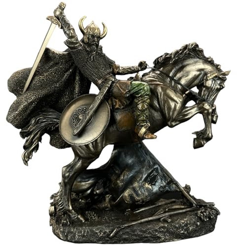 57 SPECIAL REPLICAS Skulptur Deko Wikingerkrieger auf Pferd mit Schwert Figuren Deko Bronzefigur als Geschenk für Wohnzimmerdekoration Figuren Deko