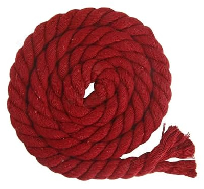 5 Meter 3 Anteile gedrehte Kordeln aus 100% Baumwolle, 5/8/10/12/20 mm, Beutel, Baumwollseil, Heimdekoration, Kordelband, DIY-Nähzubehör (Color : WineRed, Size : 20mm)