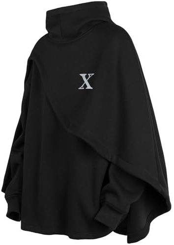 Covisoty Felpa con Cappuccio Poncho Cape da Uomo Manica Lunga Pullover Collo Alto Techwear Streetwear Hoodies