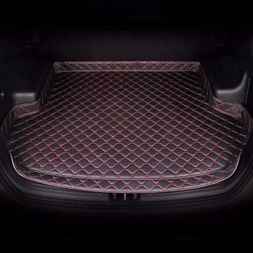 NIVQH Auto Leder Kofferraummatten für Audi Q7 7 Seats 2016-2022,Langlebiges rutschfest Kofferraum Kratzfest Wasserdicht Interieur ZubehöR,A/Red