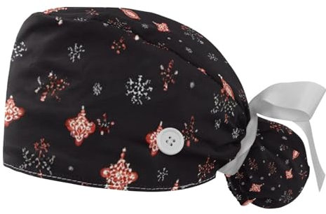 FQURFHY 2 Stücke，OP-Hauben für Frauen，Kochmütze，Pflege-Haarnetz,Für den Koch,Weihnachtsblumenmuster