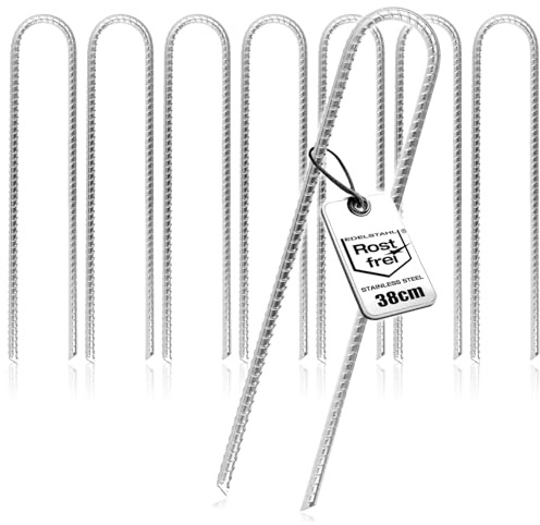 COM-FOUR® 8X XL Bodenanker aus massivem Stahl, U-Form 38 cm, Ø 1 cm | verzinkte Erdanker für Zelt - Pavillon - Hüpfburg - Trampolin - auch als Bewehrungsstab für den Boden - stabil & rostfrei