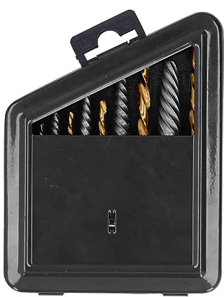 Baxnore 10 Pcs Screw Extractor Drill Bit Set, 4241 HSS Left Hand Spiral Damaged Bolts Remover Kit with Engraved Size Markings Metal Storage Box (Black Iron Box)