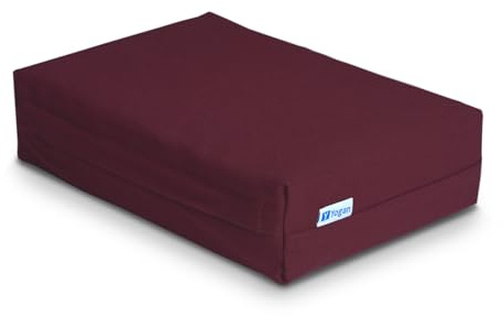Yogan Coussin de tête (7,6 cm) pour yoga/pilates | Housse extérieure en coton bio (amovible et lavable) | Housse intérieure avec rembourrage en fibre recyclée | 30 cm x 20 cm x 7,5 cm (bordeaux)