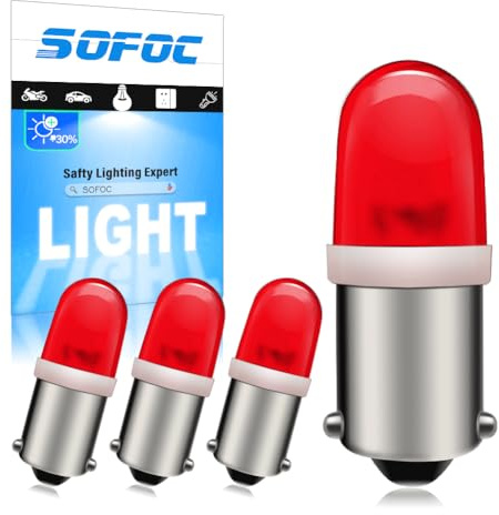SOFOC BA9S LED lampa 12V DC Röd Industrilampa Dekorationslampa 4St