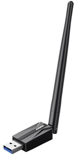 USB WiFi Adapter for Desktop PC - AX900 Wi-Fi 6 Dual Band 5G 2.4G Wireless Adapter with 7DBi Antenna for Win11/10 WiFi Dongle for Desktop PC Laptop Gaming Wireless USB Internet Network Card (Black)