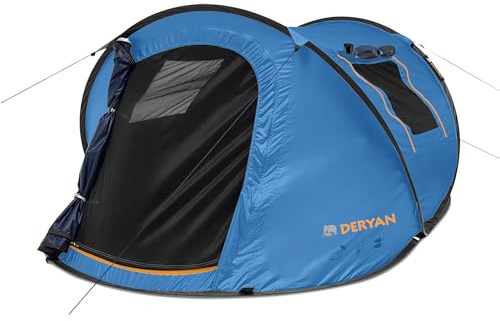 DERYAN Tienda de campaña desplegable para 2 personas, resistente al agua, protección UV 50+, ultraligera, ideal para vacaciones, festivales, playa, trekking, color azul marino