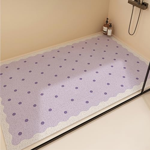 Tappetino Doccia Antiscivolo 50x70cm,Tappeto Bagno in Luffa,Tappeto Doccia Senza Ventose,Tappetino Vasca con Fori di Drenaggio,viola