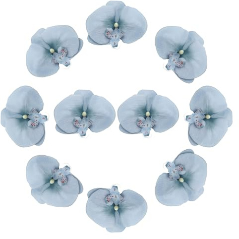 sourcing map 10 teste di orchidee artificiali, teste di orchidee finte farfalle, fiori artificiali per bouquet di nozze fai da te, centrotavola, decorazioni per la casa, grigio blu