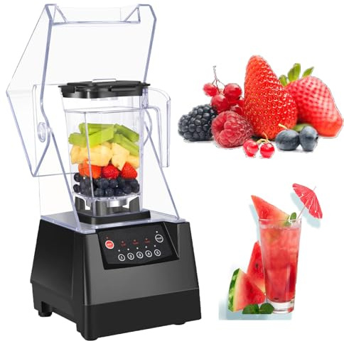 ZXINXIN Mixeur Professionnel Super Silencieux Noir avec boîtier insonorisé, Lames autonettoyantes pour Piler la Glace, Smoothies et purées, mixeur de comptoir Professionnel
