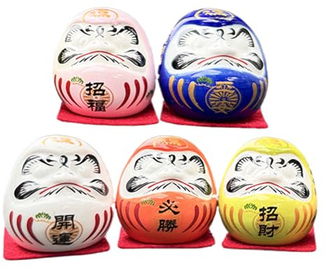 Générique Doll - 5X Luck figur | Liten Darumma-docka | Small Car Darumas statykit, Darumas Zen staty | 1,89 tum Good Luck Darruma figur, traditionell
