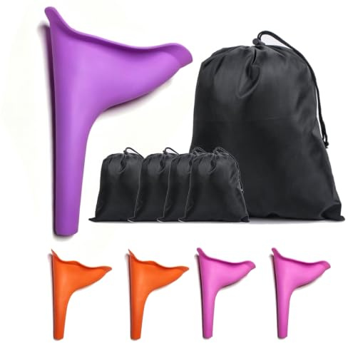 Noaxylic 5 Piezas Urinella para Mujer, Reutilizable Orinal Mujer, Portátil Urinario Femenino, Orinal Embudo de Silicona para Orinar de Pie para Viajes, Actividades al Aire Libre, Camping, Festivales